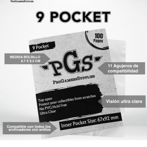 100 Hojas para archivador de 9 bolsillos